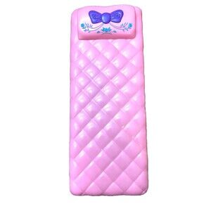 Barbie Dream House Doll Furniture Pink Bed with Purple Bow~Vintage 1993 M.I.I.